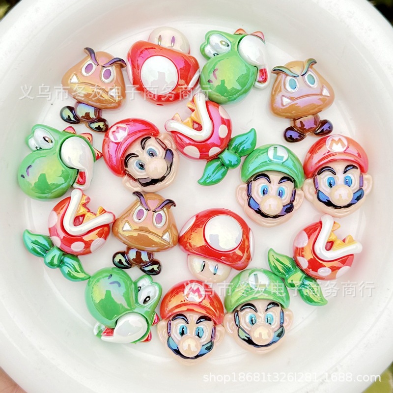 Car Accessories Cute - 5/10pcs cartoon ornament through-hole resin bead